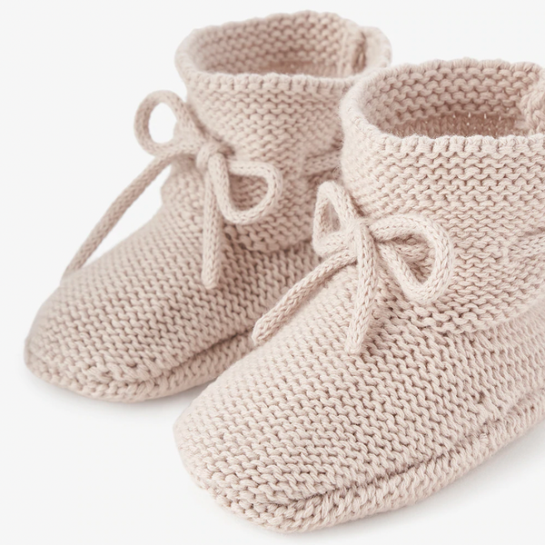 Taupe Garter Knit Baby Booties
