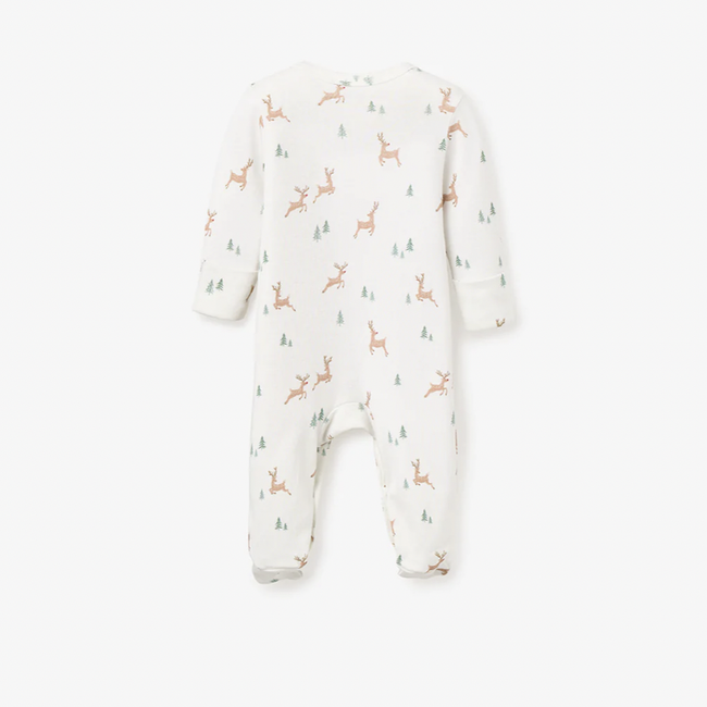 Organic Cotton Reindeer Jumpsuit with Feet 3-6 Months