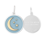 Small Moon & Stars Pendant - Pale Blue/Gold