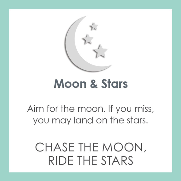 Small Moon & Stars Pendant - Pale Blue/Gold