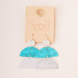 Stone Half Moon Earring - Turq/Silv